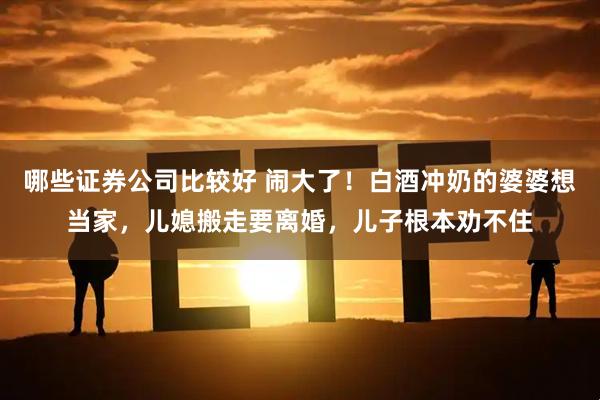 哪些证券公司比较好 闹大了！白酒冲奶的婆婆想当家，儿媳搬走要离婚，儿子根本劝不住